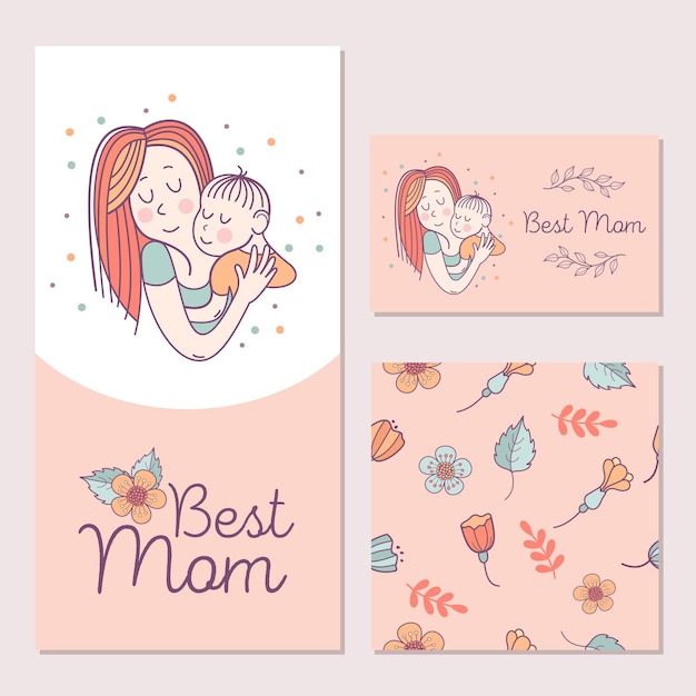 Illustration of the best mom. Mom and baby.