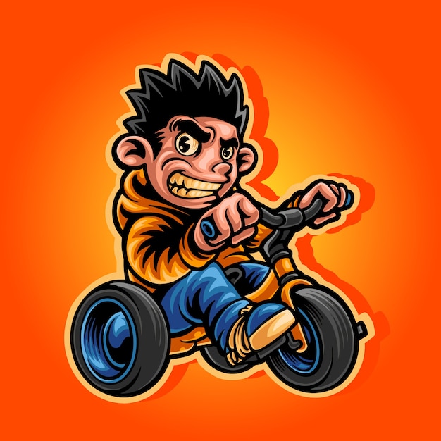 illustration of bicycle boy