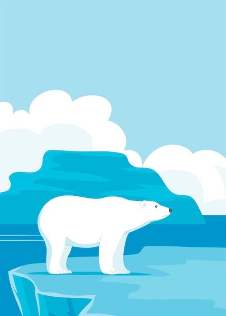 Vector illustration of a big polar white bear