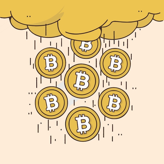 illustration of bitcoin coins rain