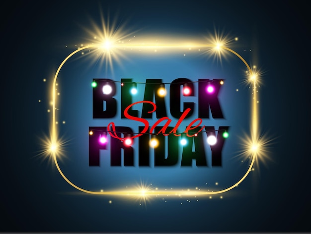 Illustration of black friday sale banner on backgroundAdvertising template