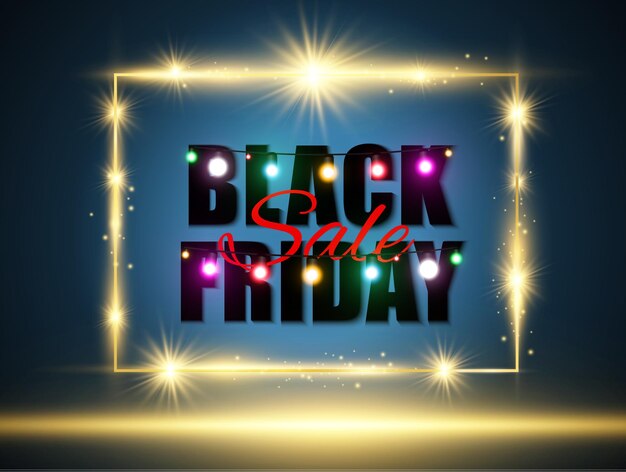 Illustration of black friday sale banner on backgroundAdvertising template