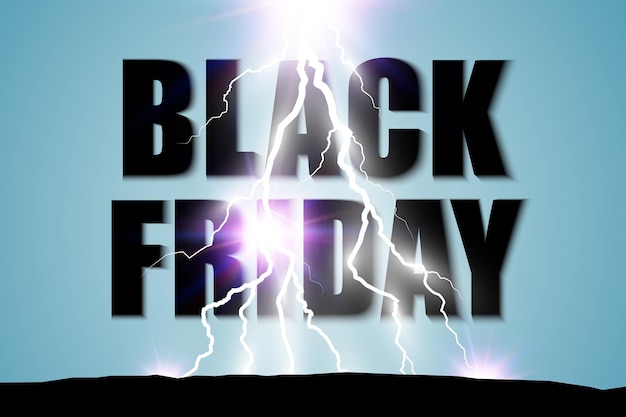 Illustration of black friday sale. Lightning on the background of discount advertising baner.