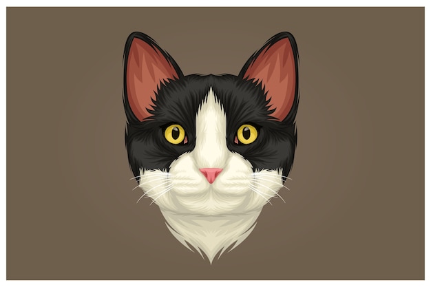 Illustration of black nosed white cat