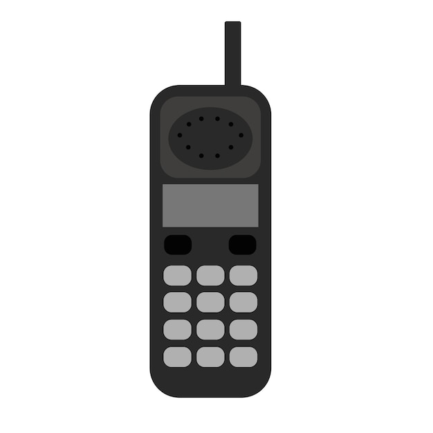 Illustration of a black radio telephone with buttons.