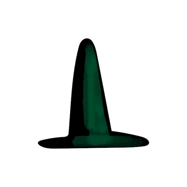 Illustration of a black witch hat on a white background