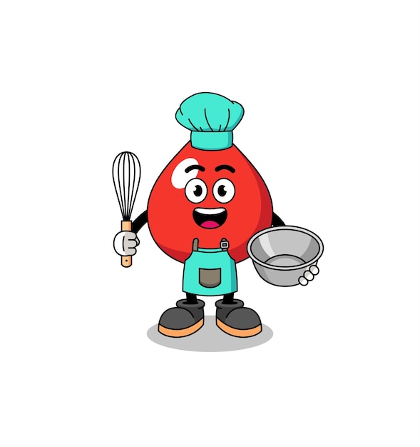 Illustration of blood as a bakery chef character design