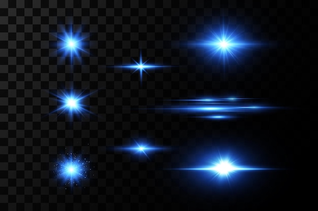 illustration of a blue color. Set of  light effects.