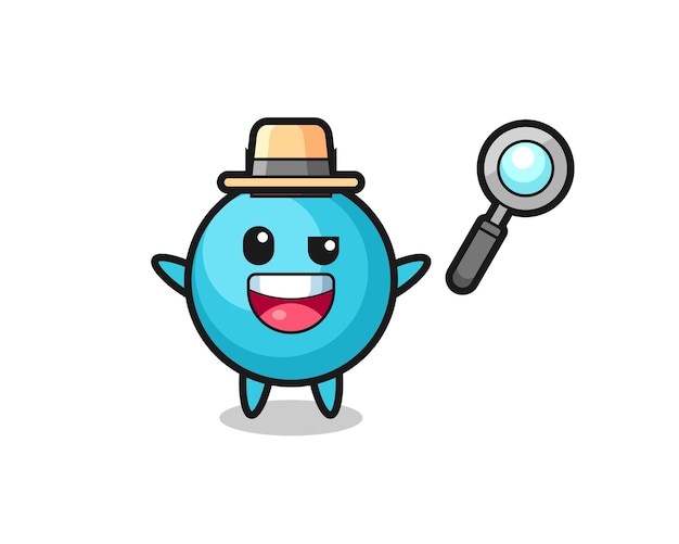 Illustration of the blueberry mascot as a detective who manages to solve a case