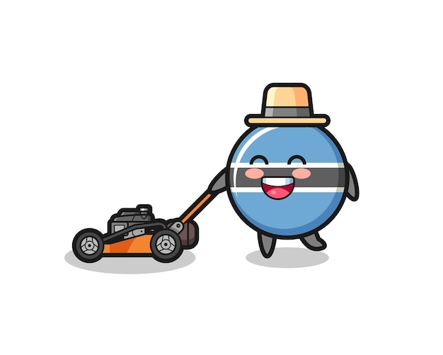 Illustration of the botswana flag badge character using lawn mower