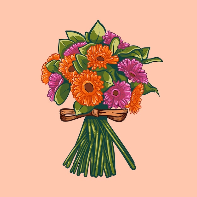 Illustration bouquet of flowers vector cartoon flower floral design floral vector