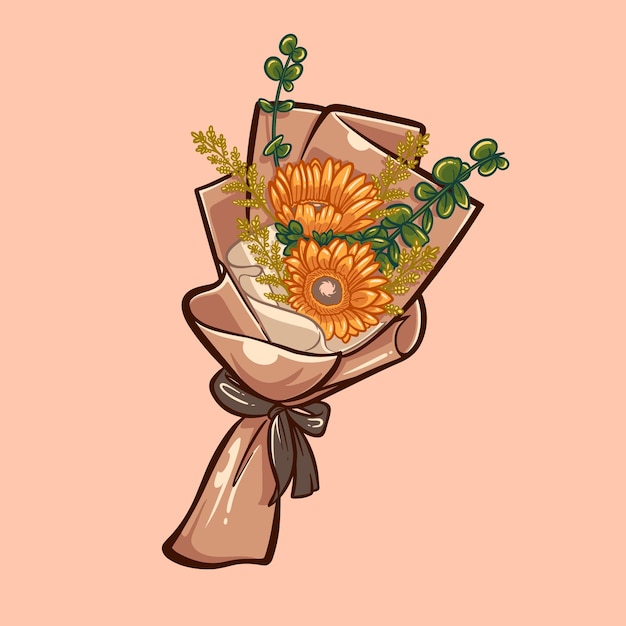 Illustration bouquet of flowers vector cartoon flower floral design floral vector