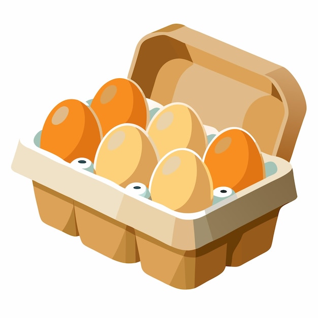 an illustration of a box of eggs that has a drawing of a chicken egg in it