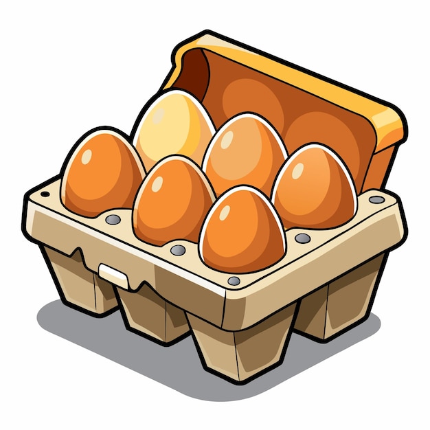 an illustration of a box of eggs that has a drawing of a chicken egg in it