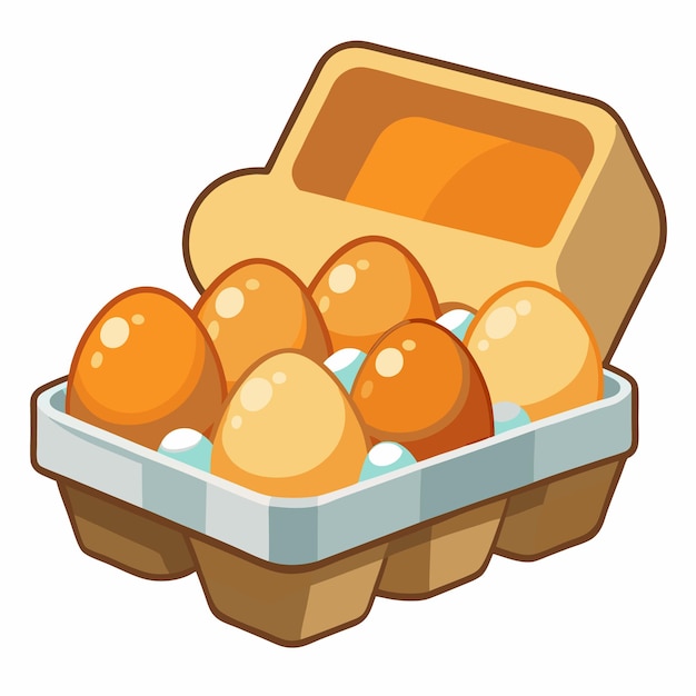 an illustration of a box of eggs that has a drawing of a chicken egg in it