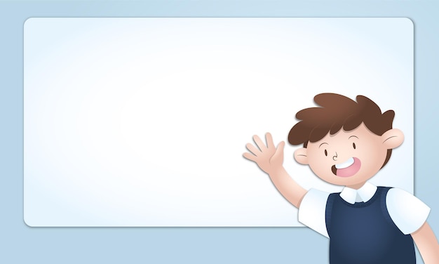 Illustration of boy waving with space for Back to school message