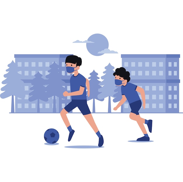 Illustration of boys playing football