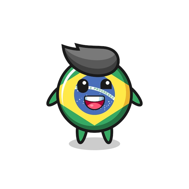 Illustration of an brazil flag badge character with awkward poses