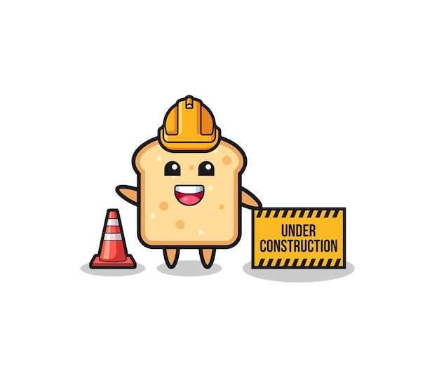 Illustration of bread with under construction banner , cute design