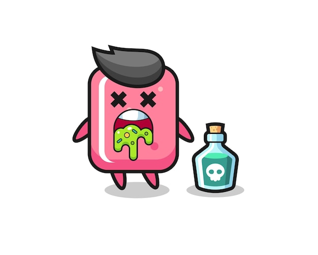 Illustration of an bubble gum character vomiting due to poisoning