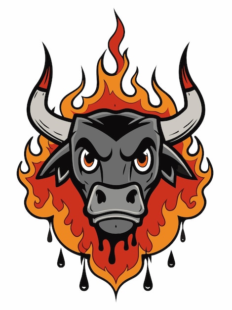 Vector an illustration of a bull with the words  fire  on it