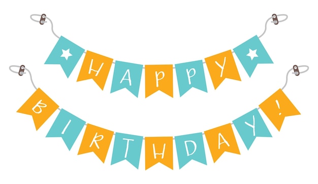 Illustration of the bunting of happy birthday