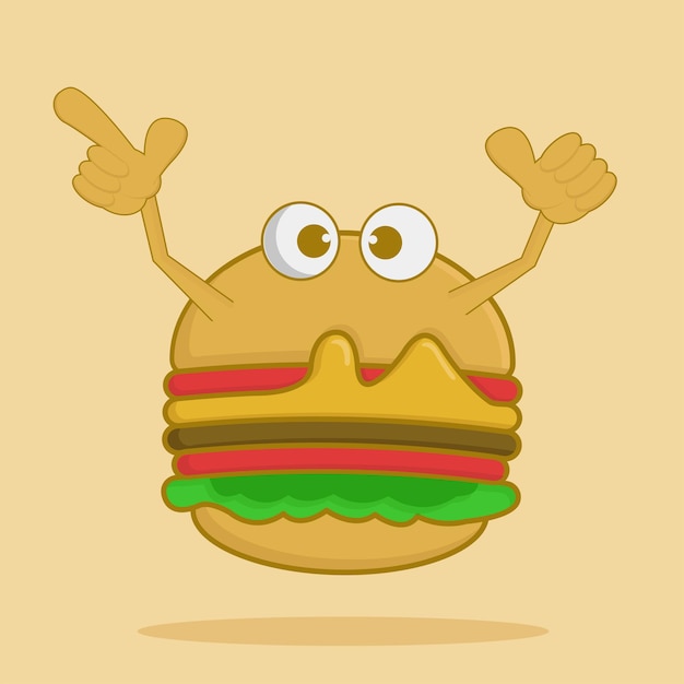 Vector illustration of burger mascot suitable for mascot, poster.