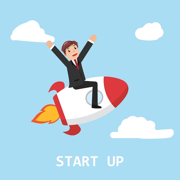 illustration Business man riding rocket concept Start up