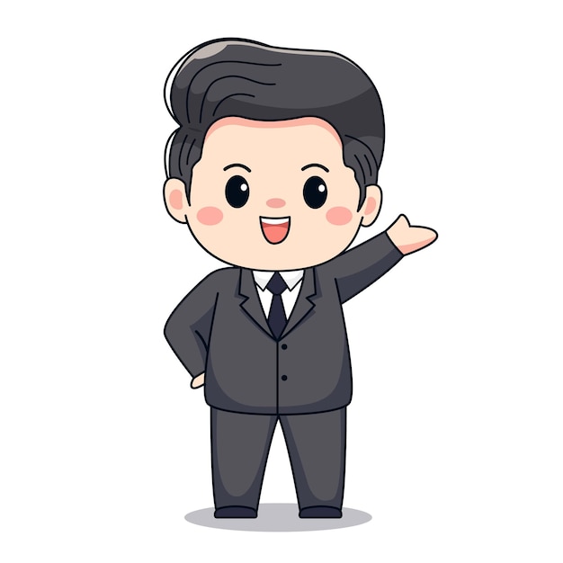 illustration of a businessman Cute kawaii chibi character design