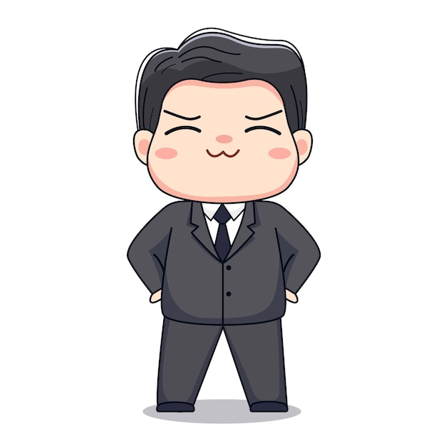 illustration of a businessman Cute kawaii chibi character design