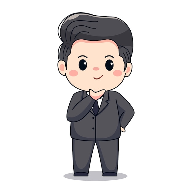 illustration of a businessman Cute kawaii chibi character design