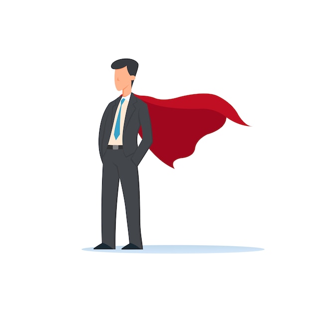 illustration of businessmen super hero character, office worker man Superhero