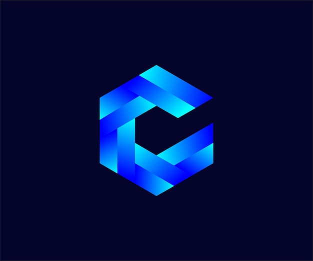 illustration of c logo shield blue color