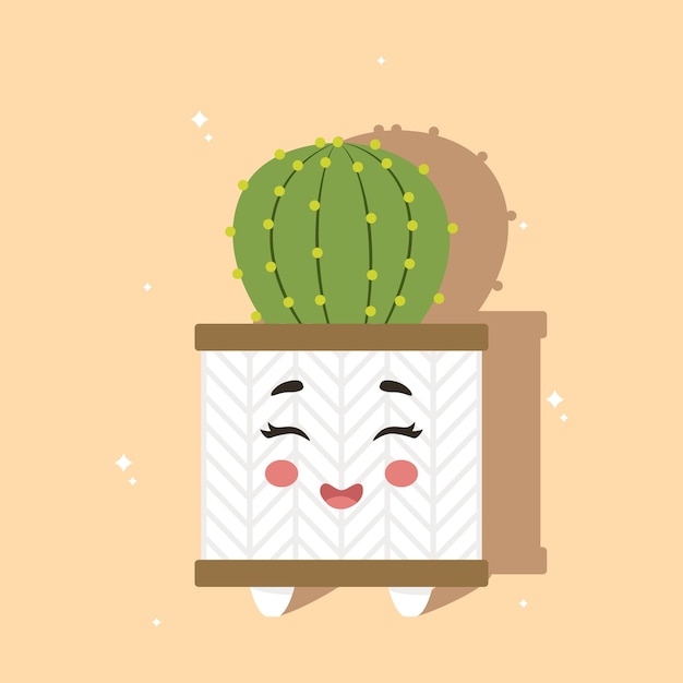 illustration of a cactus in a pot, ready-made banner with a cactus in a pot,Caring for houseplants