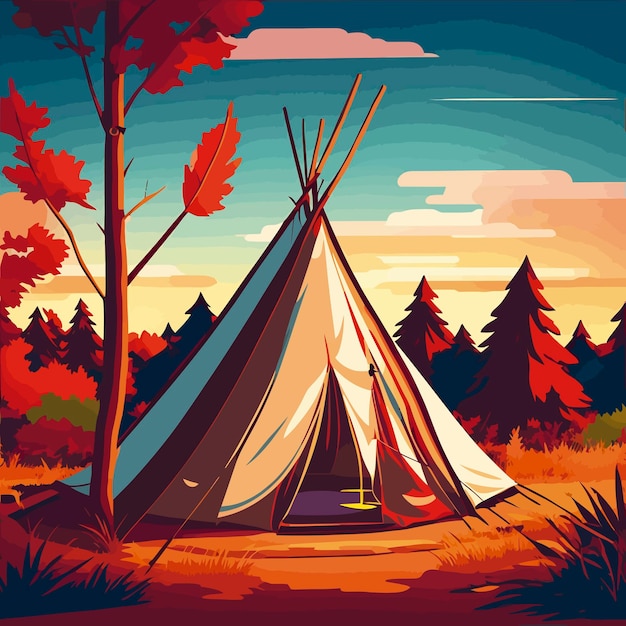 Illustration camping site indian native american