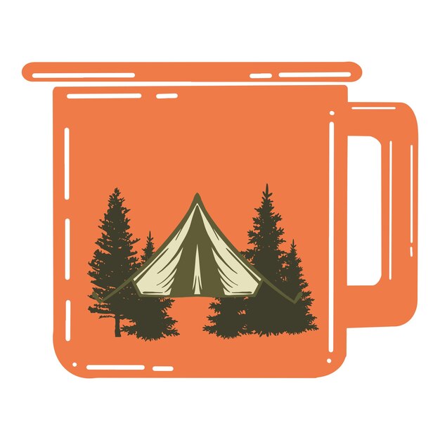 Vector illustration of camping tent on the mountain