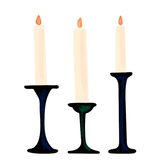 Illustration of a candles in a candlestick on a white background