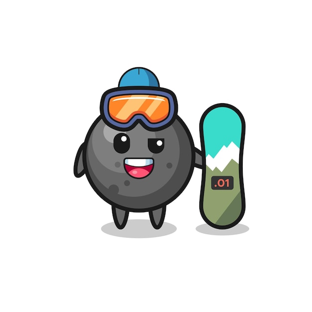 Illustration of cannon ball character with snowboarding style