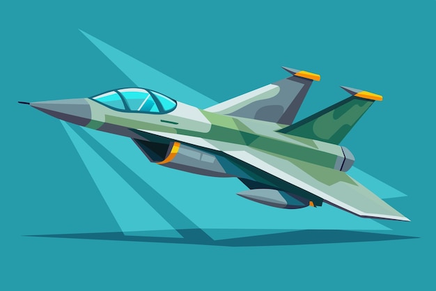 Vector the illustration captures a modern fighter jet soaring through the sky displaying its aerodynamic design and sharp contours against a bright blue backdrop