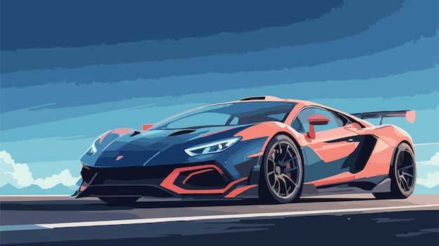 Vector illustration of a car against a blue sky background