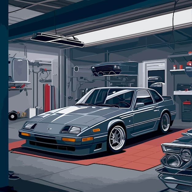 illustration car garage clean inside