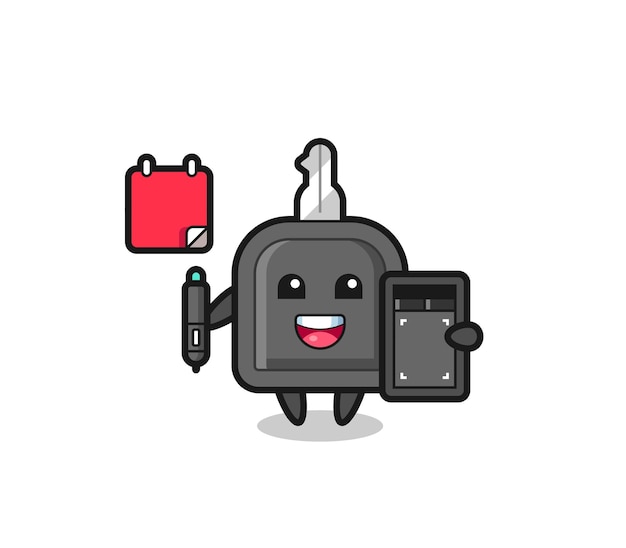 Illustration of car key mascot as a graphic designer