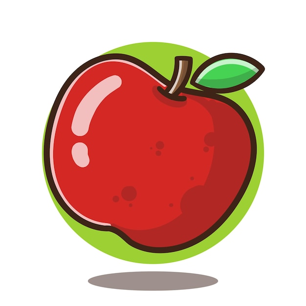 illustration of cartoon apple fruit vector good for sticker, education.