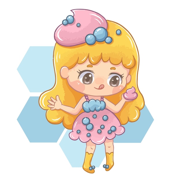 Illustration of cartoon character candy girl