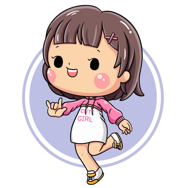 Illustration of cartoon character cute girl