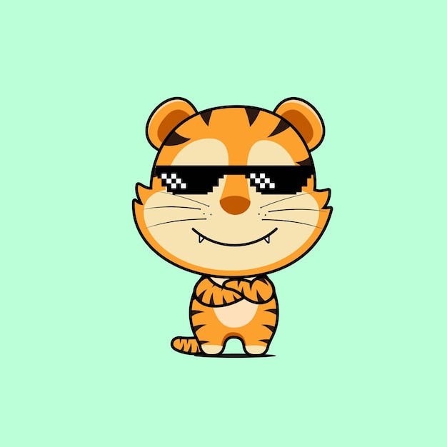 Illustration of cartoon cool tiger vector