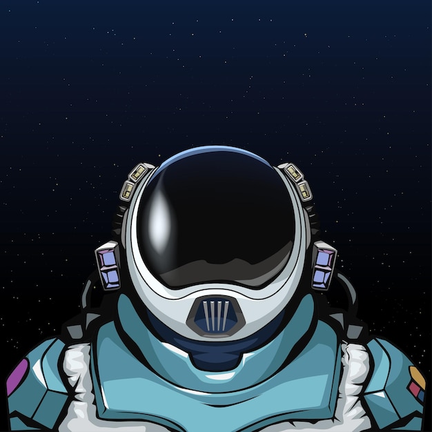 Illustration of cartoon design space suit for astronauts on dark space