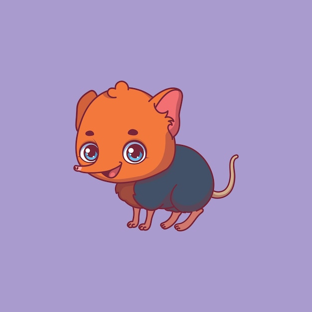 Illustration of a cartoon elephant shrew on colorful background