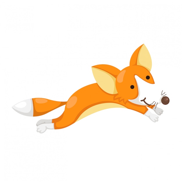 Illustration cartoon happy fox isolated on white background