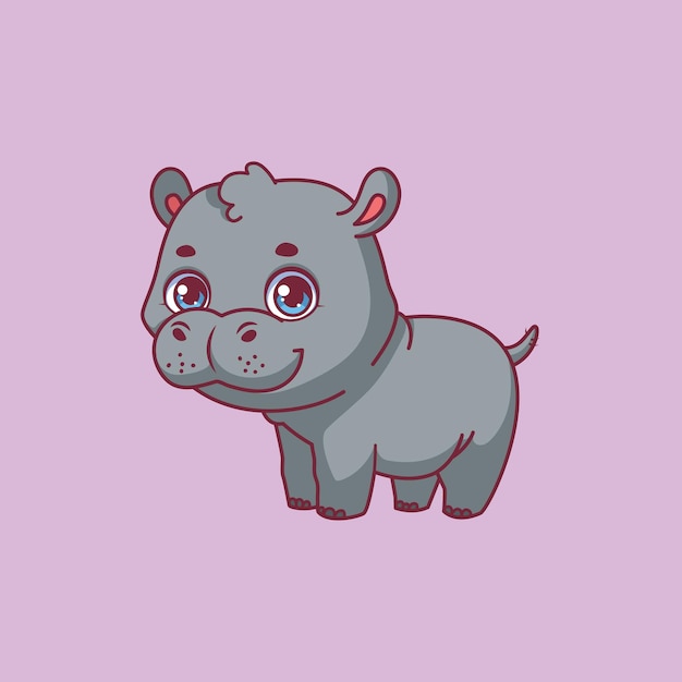 Illustration of a cartoon hippo on colorful background